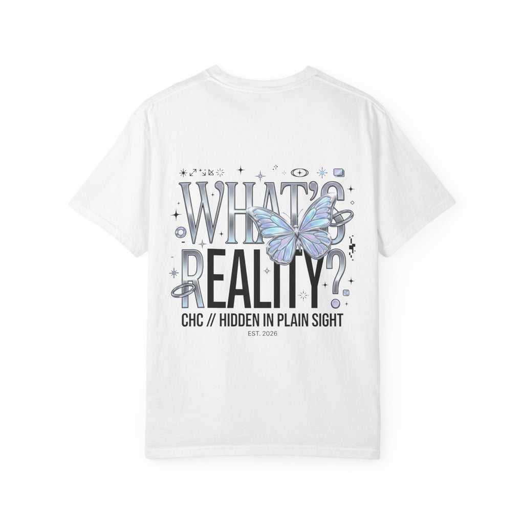 CHC Butterfly Graphic T-Shirt — "What's Reality?" Vintage Logo Tee