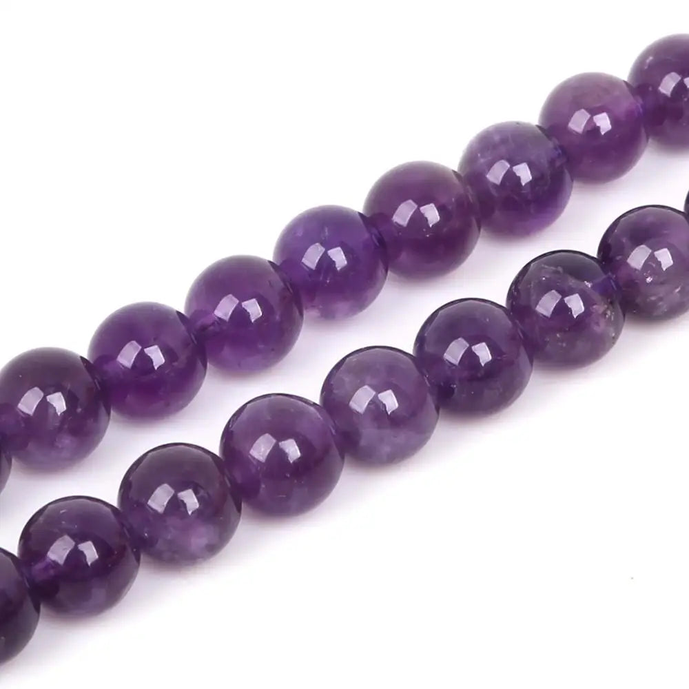 High Quality Natural Stone Purple Amethysts Crystals Round Loose Beads