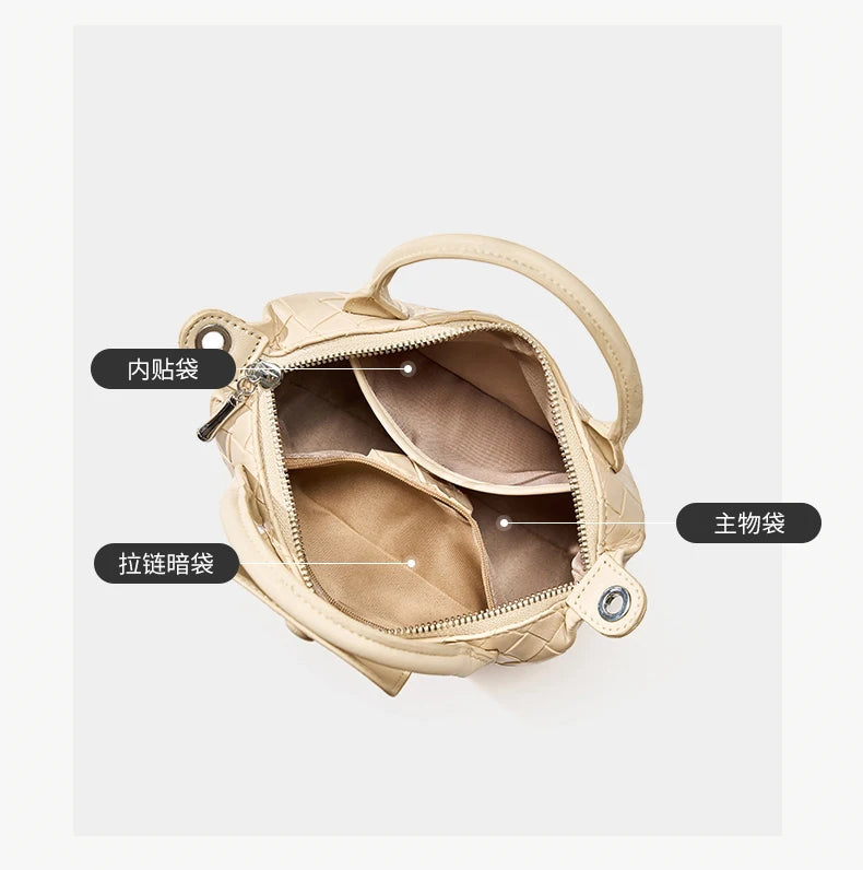 Handbags Top Handle Woven PU Zipper Crossbody Shoulder Bag