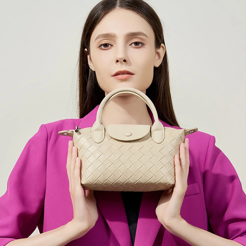 Handbags Top Handle Woven PU Zipper Crossbody Shoulder Bag