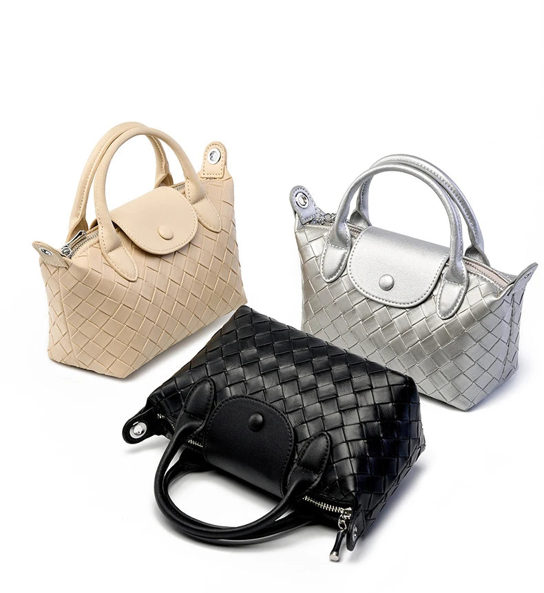 Handbags Top Handle Woven PU Zipper Crossbody Shoulder Bag