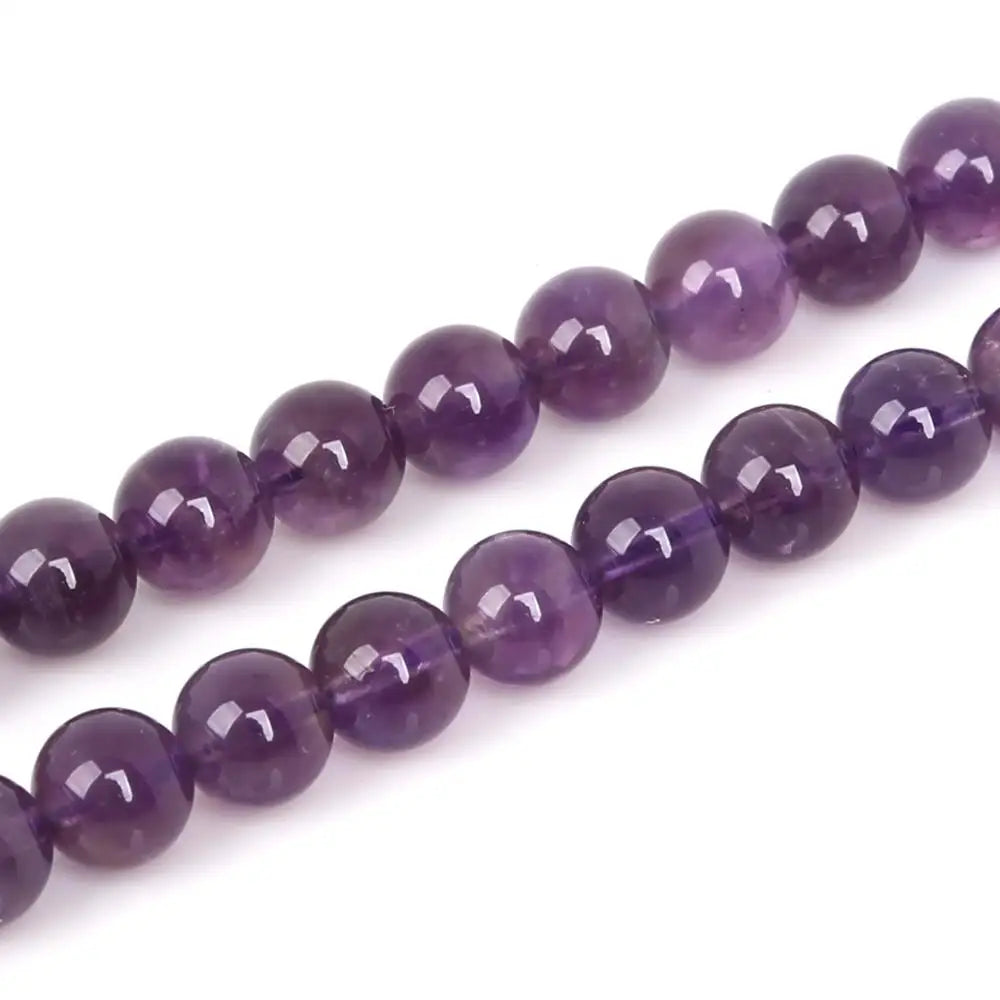 High Quality Natural Stone Purple Amethysts Crystals Round Loose Beads