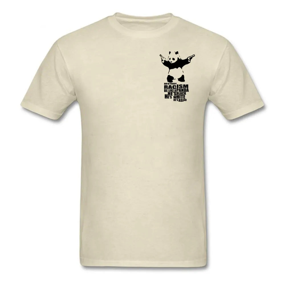 Casual T-shirts Anti Racism Panda With Gun Orange