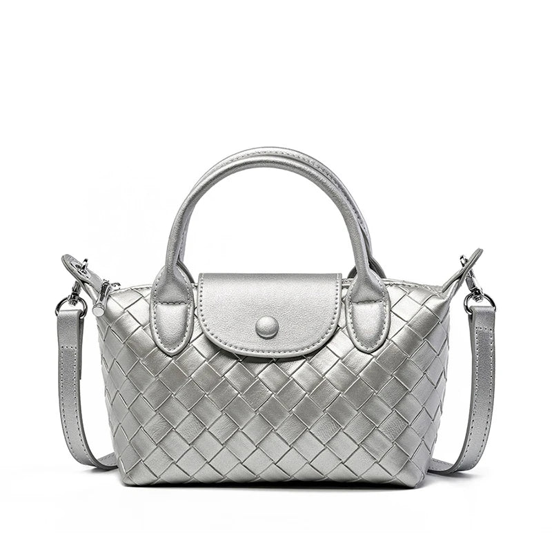 Handbags Top Handle Woven PU Zipper Crossbody Shoulder Bag