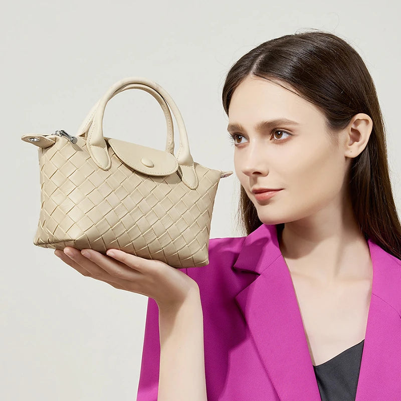 Handbags Top Handle Woven PU Zipper Crossbody Shoulder Bag