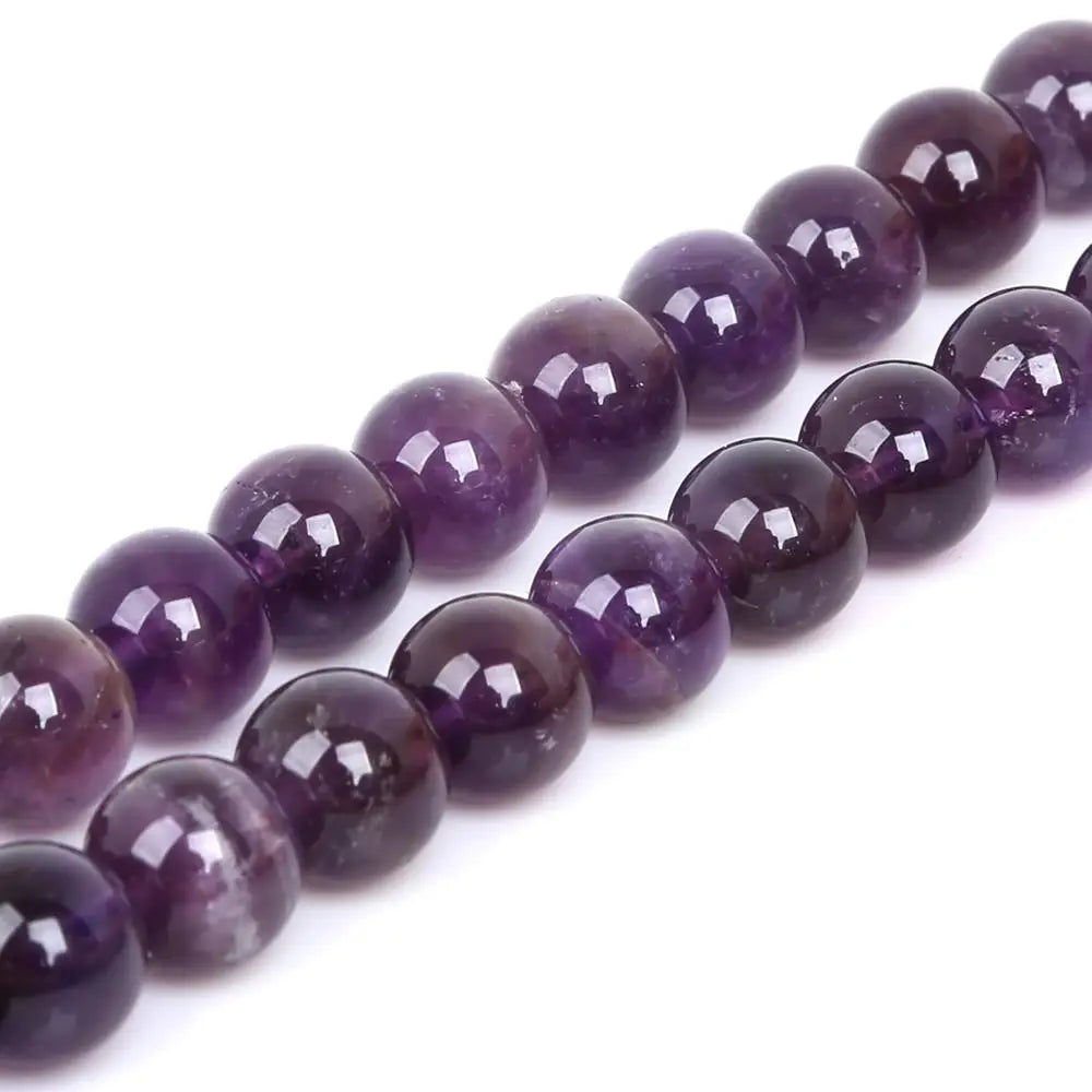 High Quality Natural Stone Purple Amethysts Crystals Round Loose Beads
