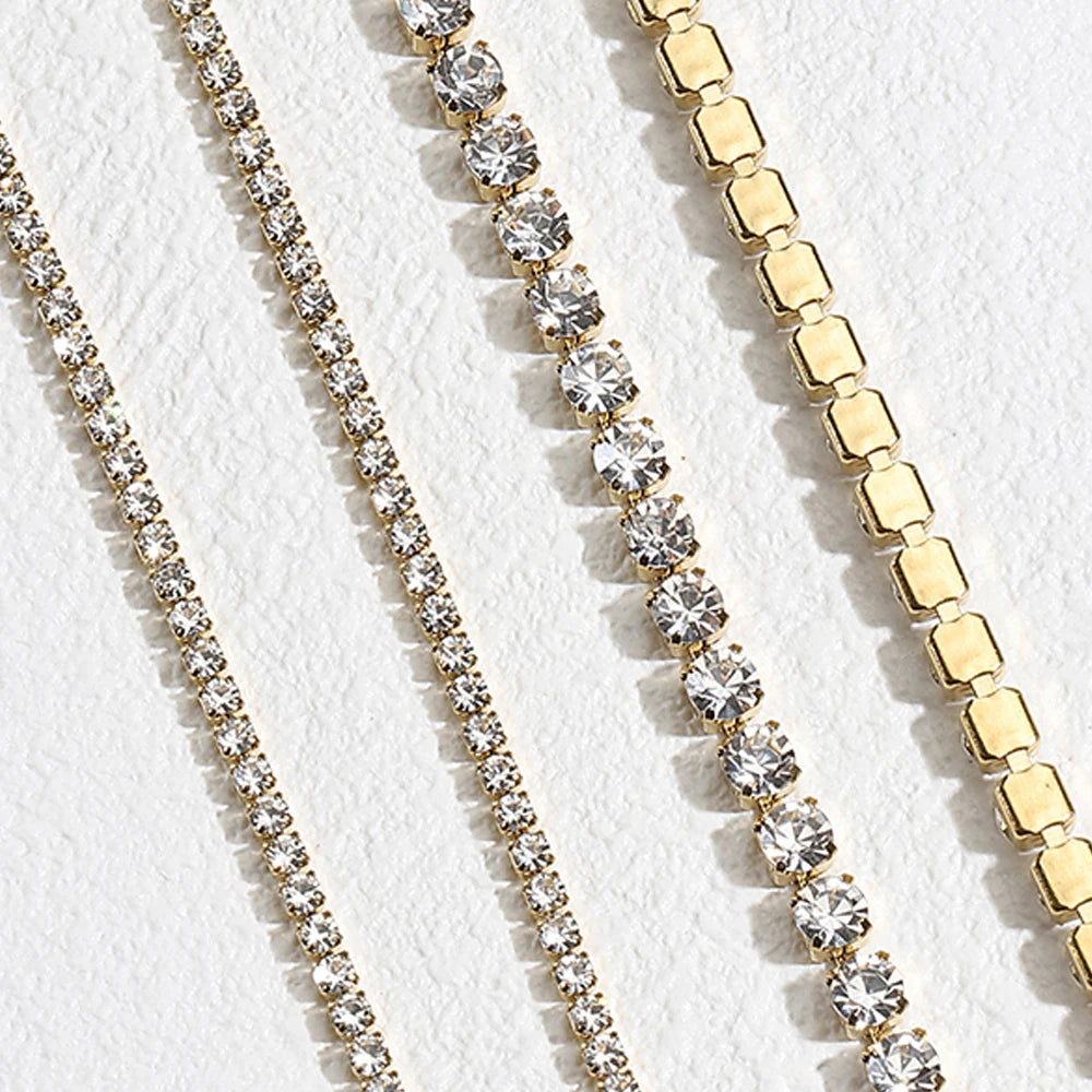 1Meter Stainless Steel Crystal Rhinestone Chain Sew-On Glue-On Trim