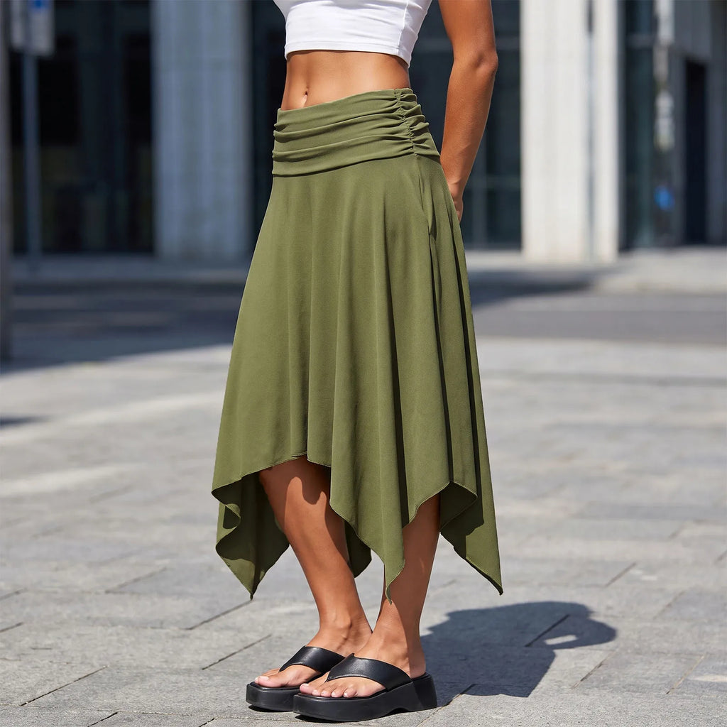 2027 Early Autumn Women's Sexy Low-Rise Casual Asymmetrical Hem Midi