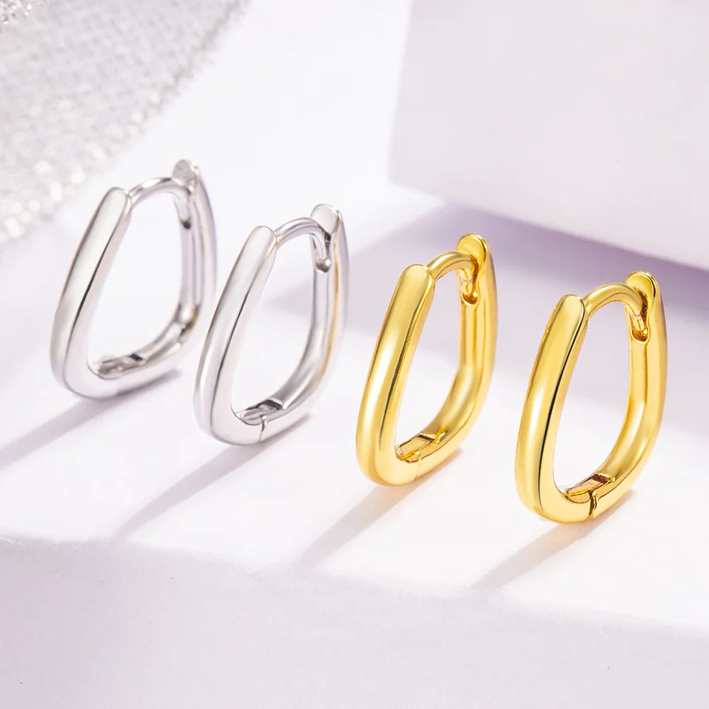 Luxury Jewelry 925 Sterling Silver U-shaped Hoop Earrings For Women