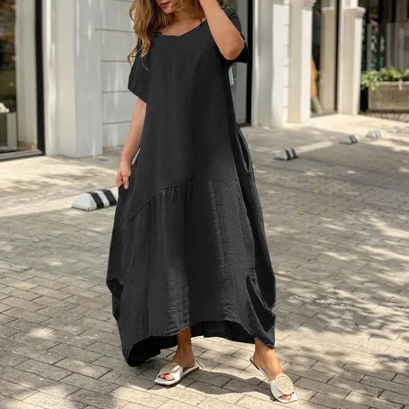 Casual Dresses Side Double Pockets Gown