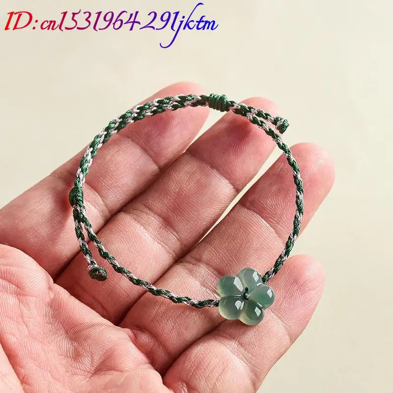 Burmese Jadeite Flower Bracelet Natural Jade Charm Fashion Accessories