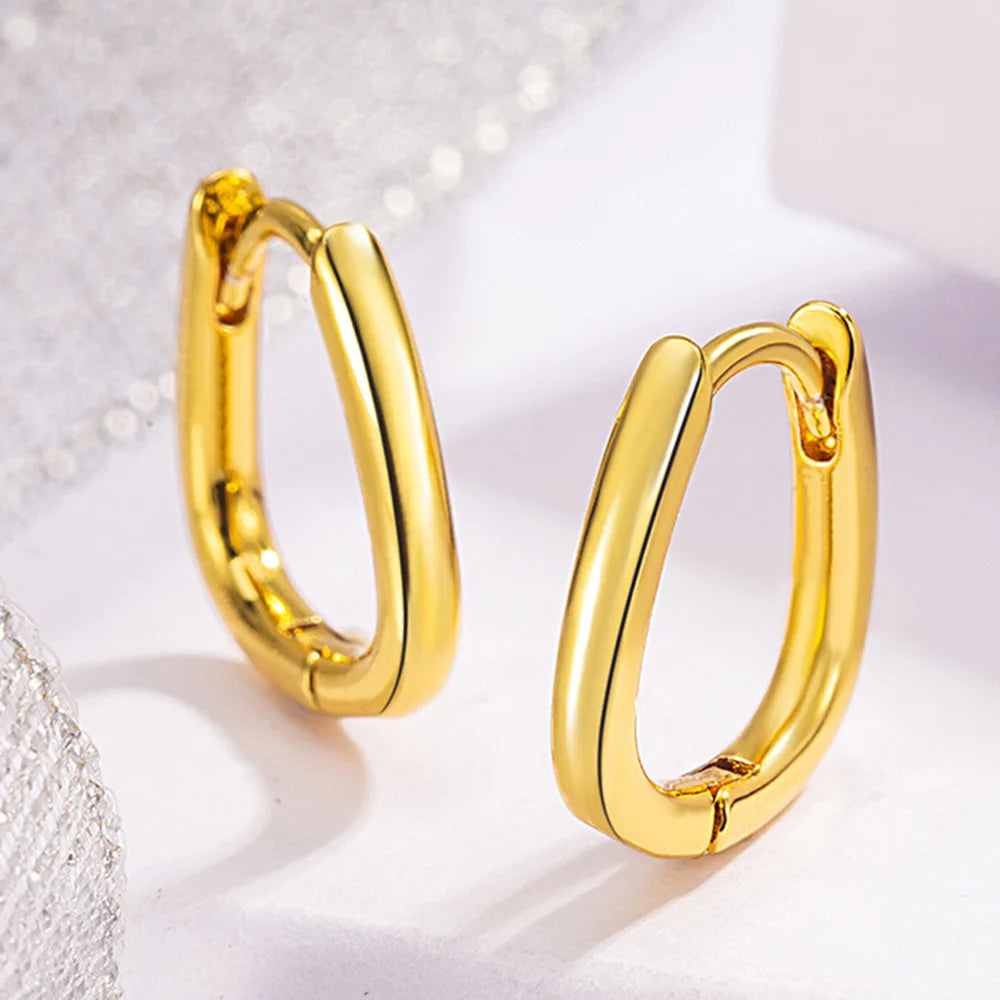 Luxury Jewelry 925 Sterling Silver U-shaped Hoop Earrings For Women