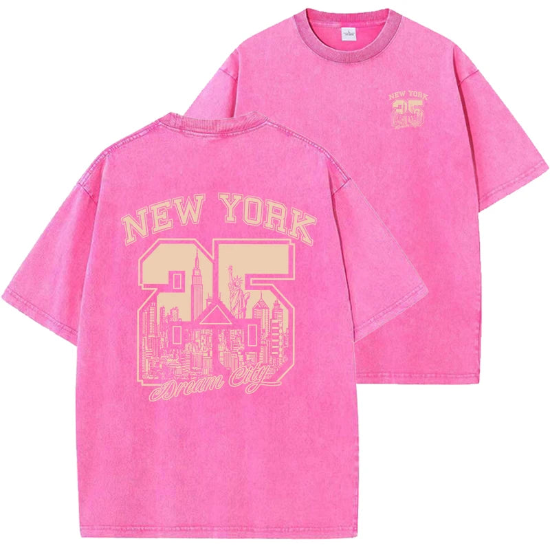 New York City Funny Print  Vintage Washed Cotton