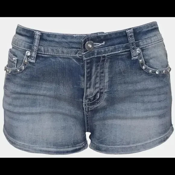 Women Rider Motorcycle Wing Rivet Embroidery Shorts Y2k Vintage Gothic