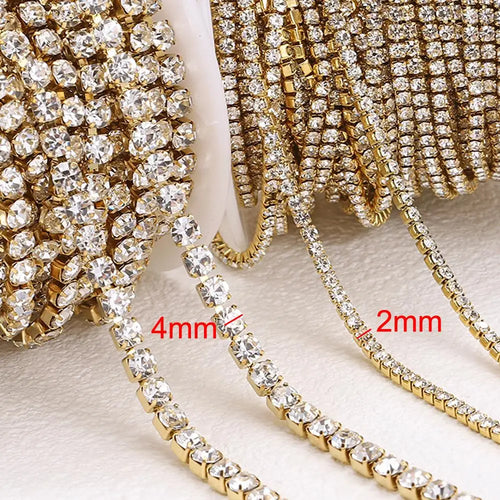 1Meter Stainless Steel Crystal Rhinestone Chain Sew-On Glue-On Trim