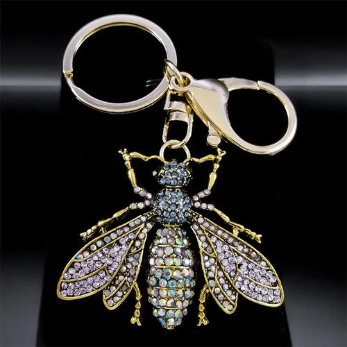 Cute Sweet Colorful Full Crystal Big Bear Key Chain Alloy Rhinestone