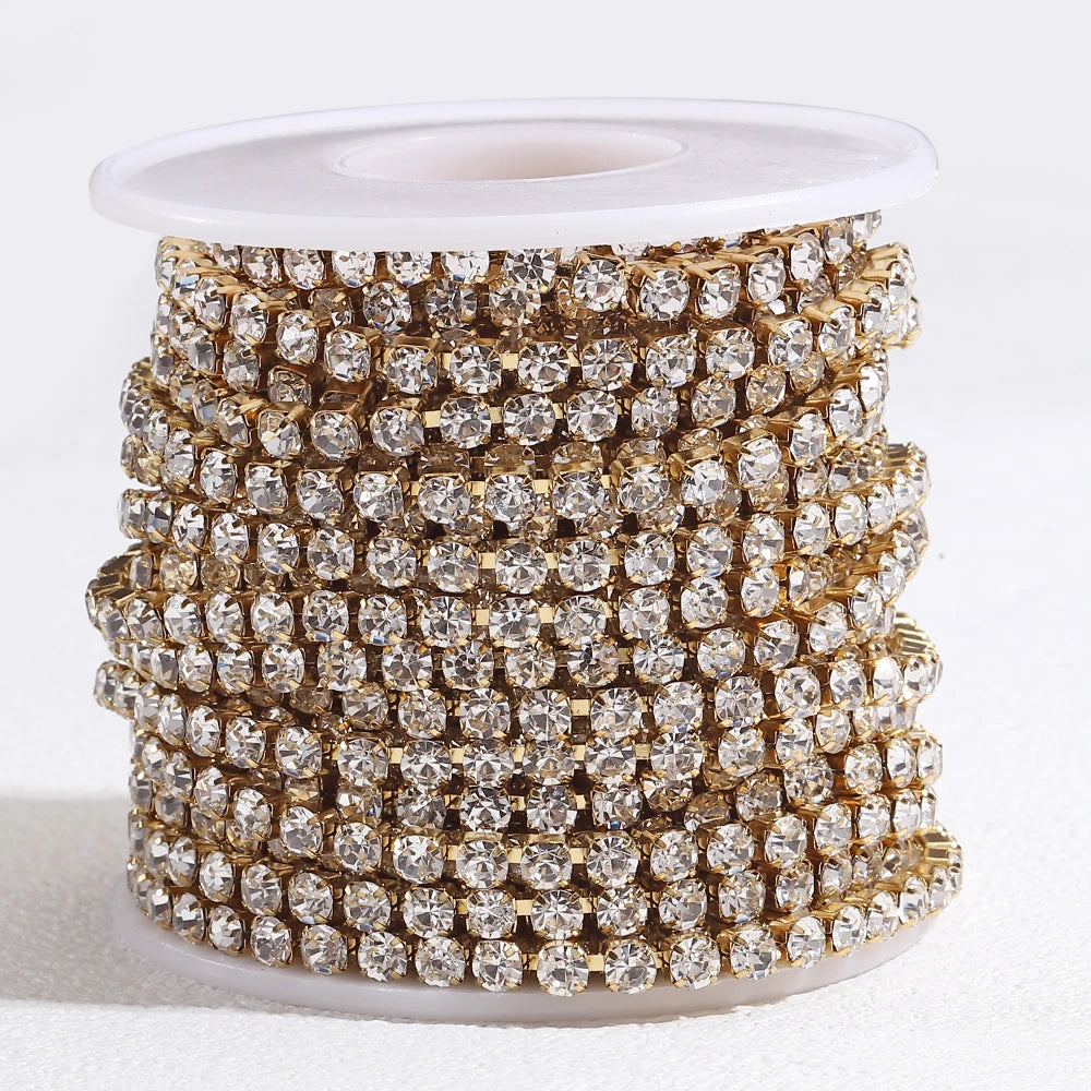 1Meter Stainless Steel Crystal Rhinestone Chain Sew-On Glue-On Trim
