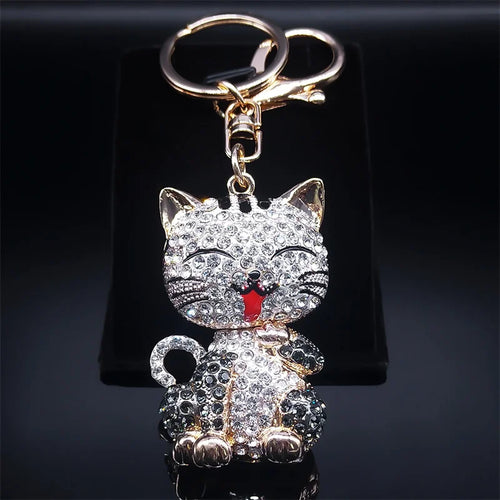 Cute Sweet Colorful Full Crystal Big Bear Key Chain Alloy Rhinestone