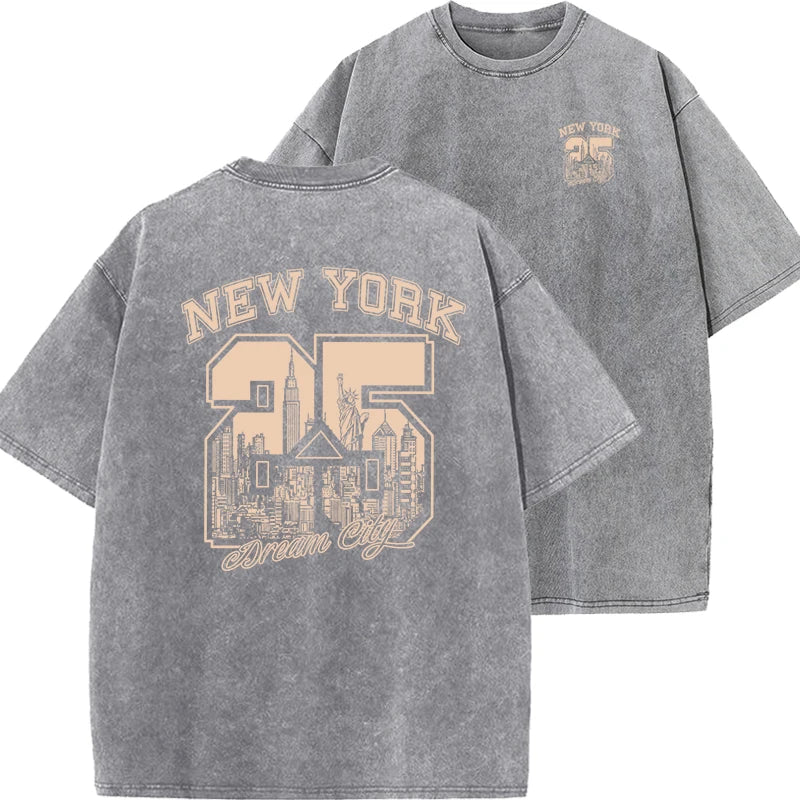 New York City Funny Print  Vintage Washed Cotton
