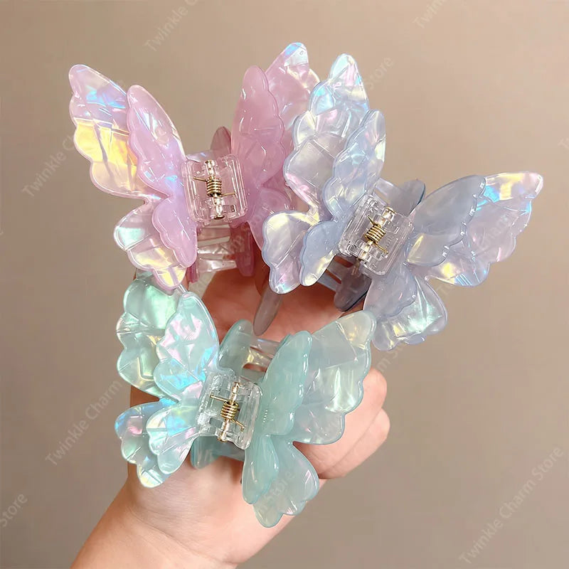 Fashion Sweet Colorful Butterfly Hair Claw Acetate Butterfly Crab Hair