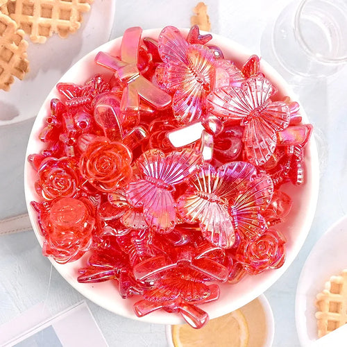 10/30/50g Acrylic Butterfly Flatback Resin Flowers Charms for Craft
