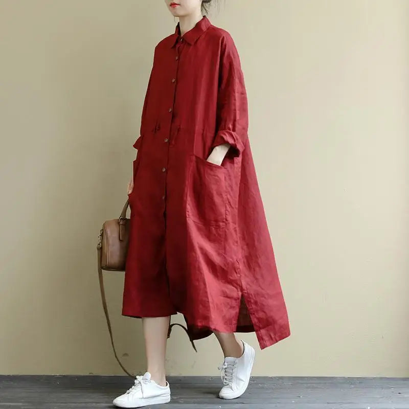 Large Skirt Cotton and Linen Long Dresses