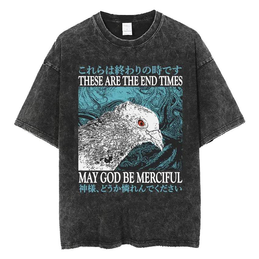 The Horrors Are Never Ending Yet I Remain Silly T-shirt Funny Frog Retro Washed T Shirt Men's Oversized Tees