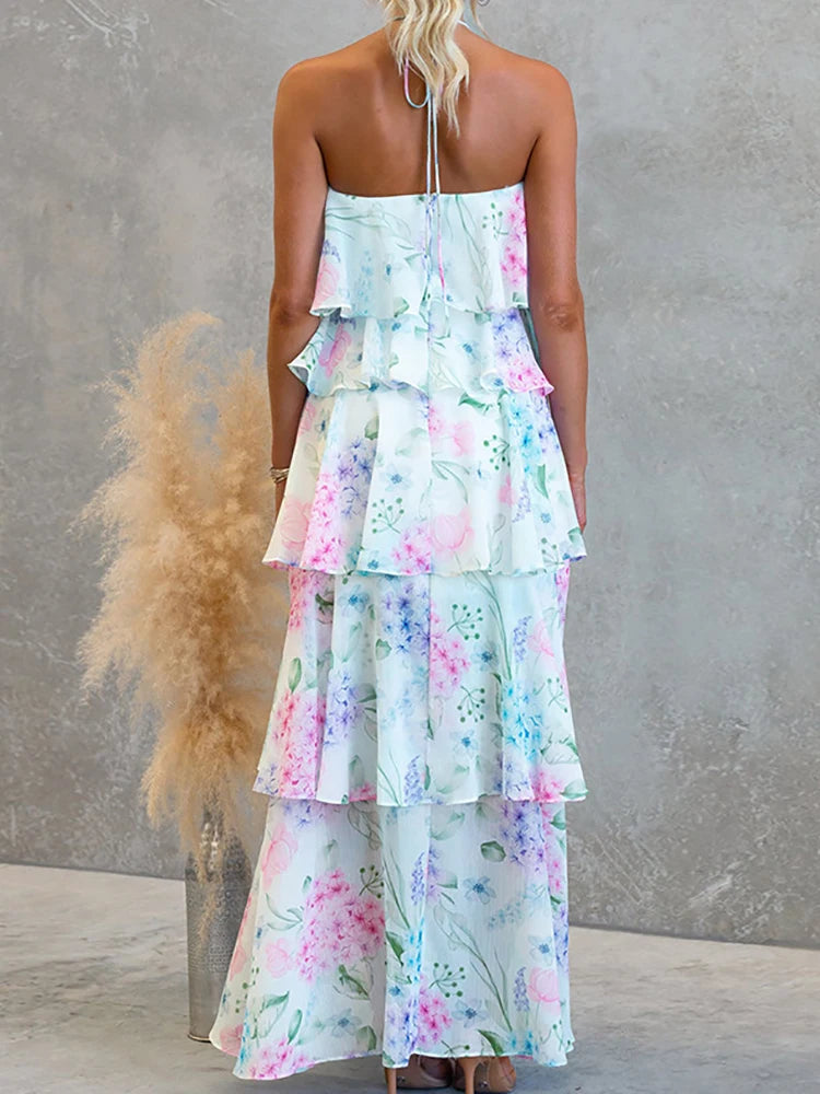 Chic Party Dress, 2026 Halter Lace-Up Ladies Dress Vestidos