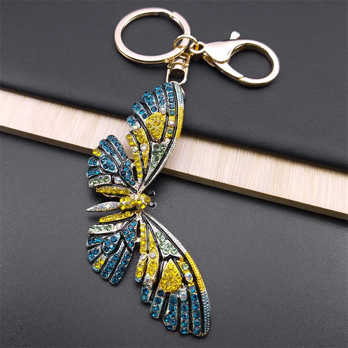 Cute Sweet Colorful Full Crystal Big Bear Key Chain Alloy Rhinestone