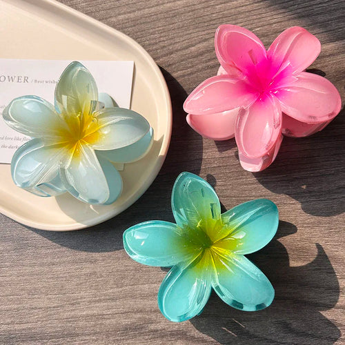 3pcs Boho Gradient Large Flower Acrylic Hair Clip For Women Sweet Hair