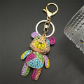 Cute Sweet Colorful Full Crystal Big Bear Key Chain Alloy Rhinestone