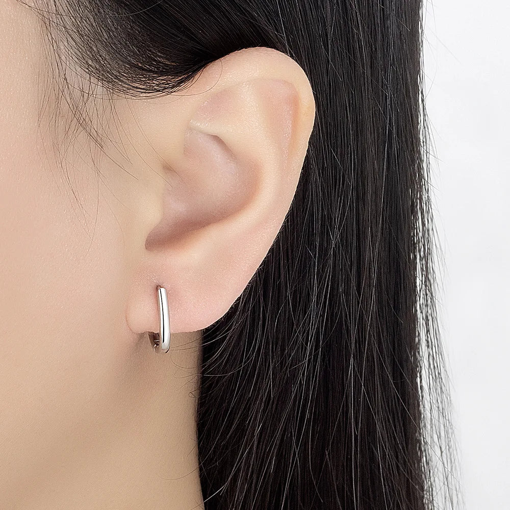 Luxury Jewelry 925 Sterling Silver U-shaped Hoop Earrings For Women