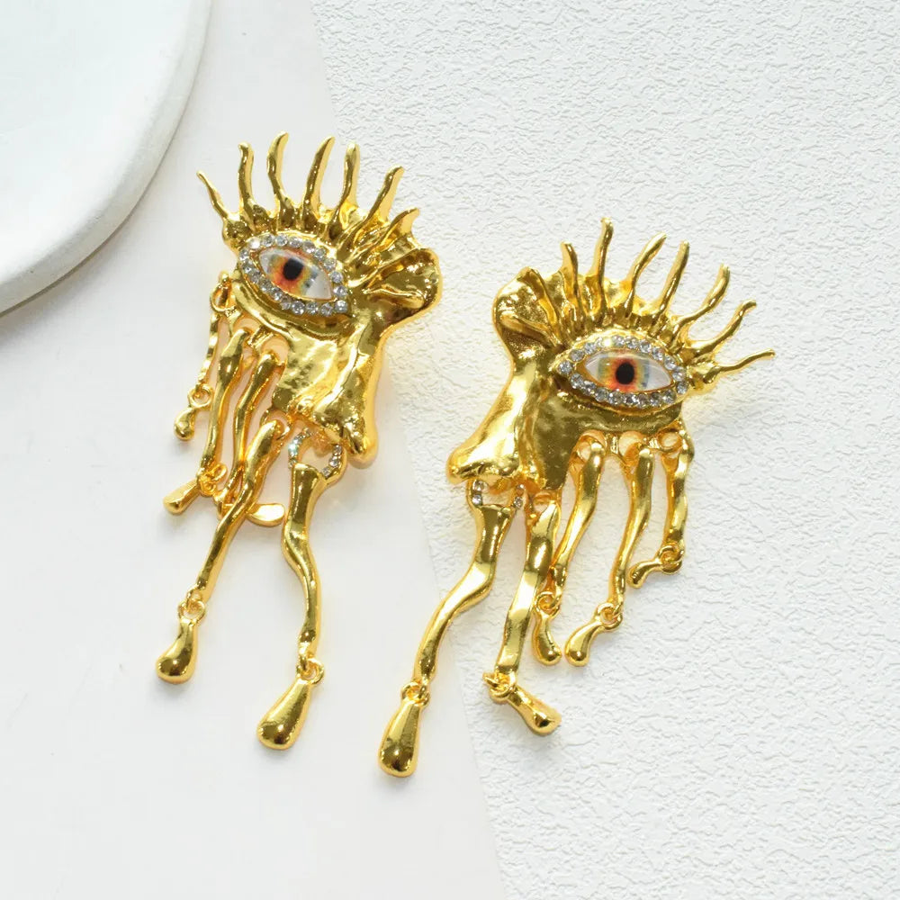 High Quality Metal Golden Earrings Exaggerated Lady Ears' Accessories