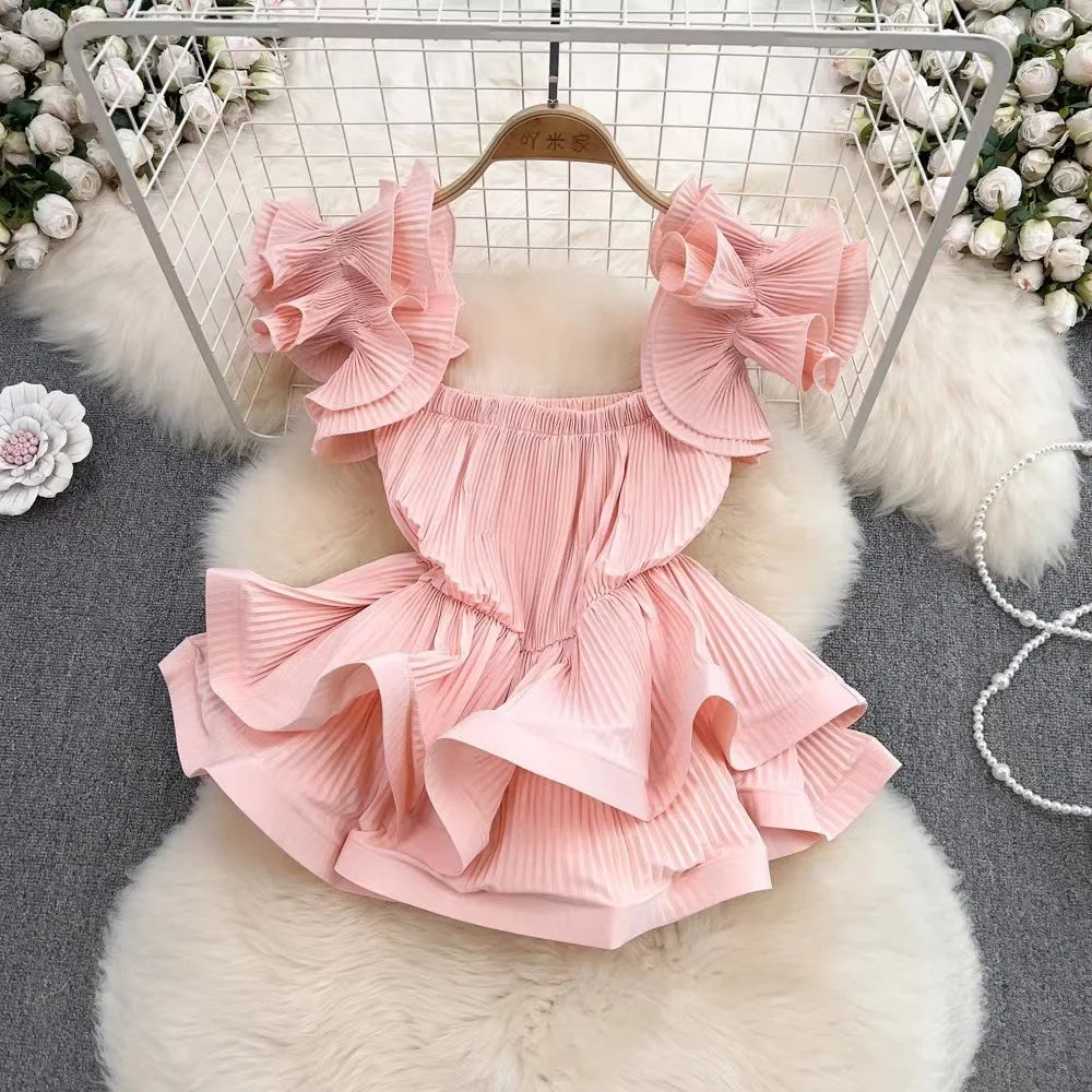 Crop Top Ruffles Vest Lady Tops High Street