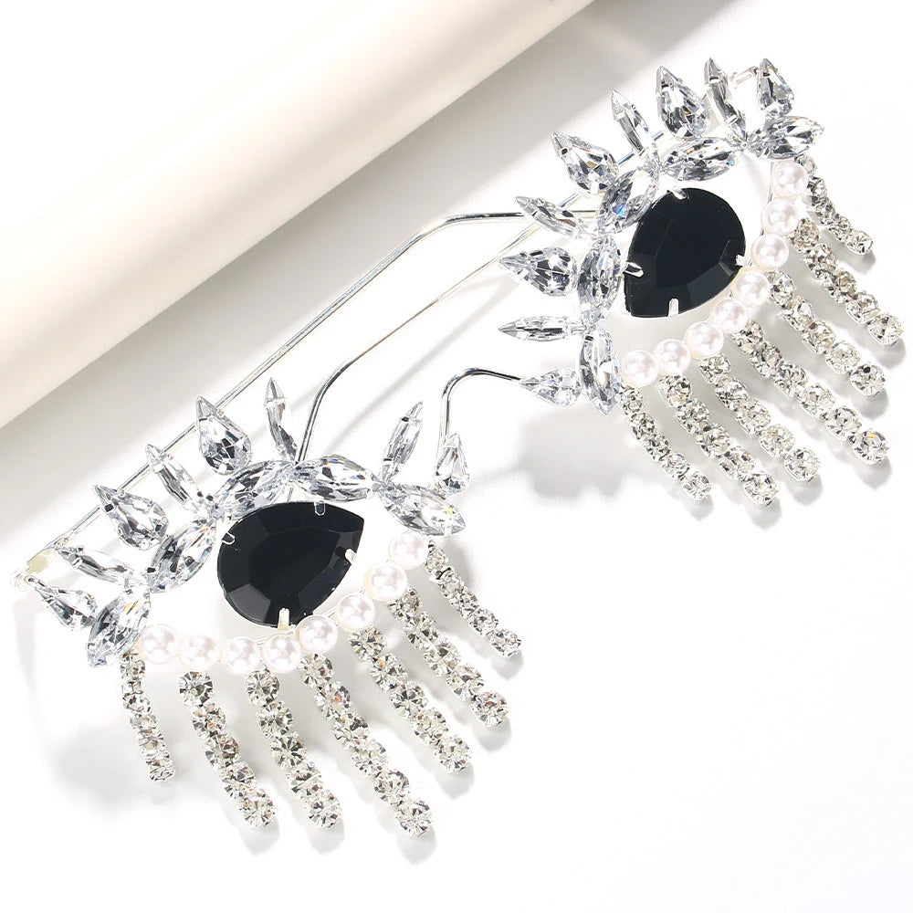 Evil Eye Exaggerate Eyeglass Glasses Tassel Face Jewelry for Women