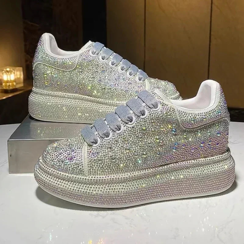 Glitter Designer Platform Sneakers Women Shallow Comfy Casual Shoes