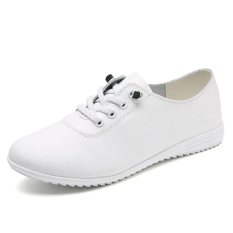 Female Ladies Women's Genuine Leather Flats Shoes Loafers Soft