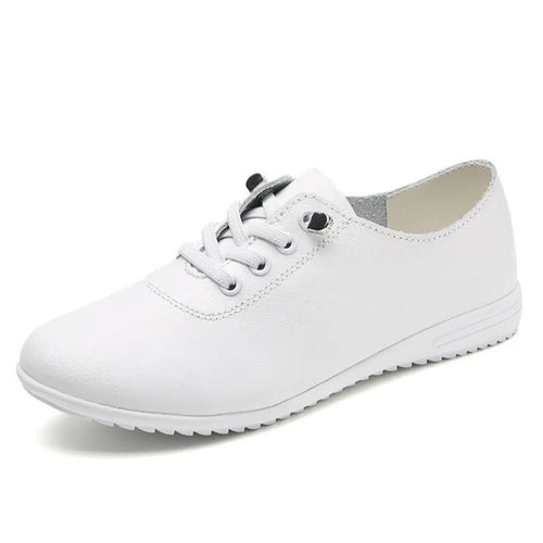 Female Ladies Women's Genuine Leather Flats Shoes Loafers Soft