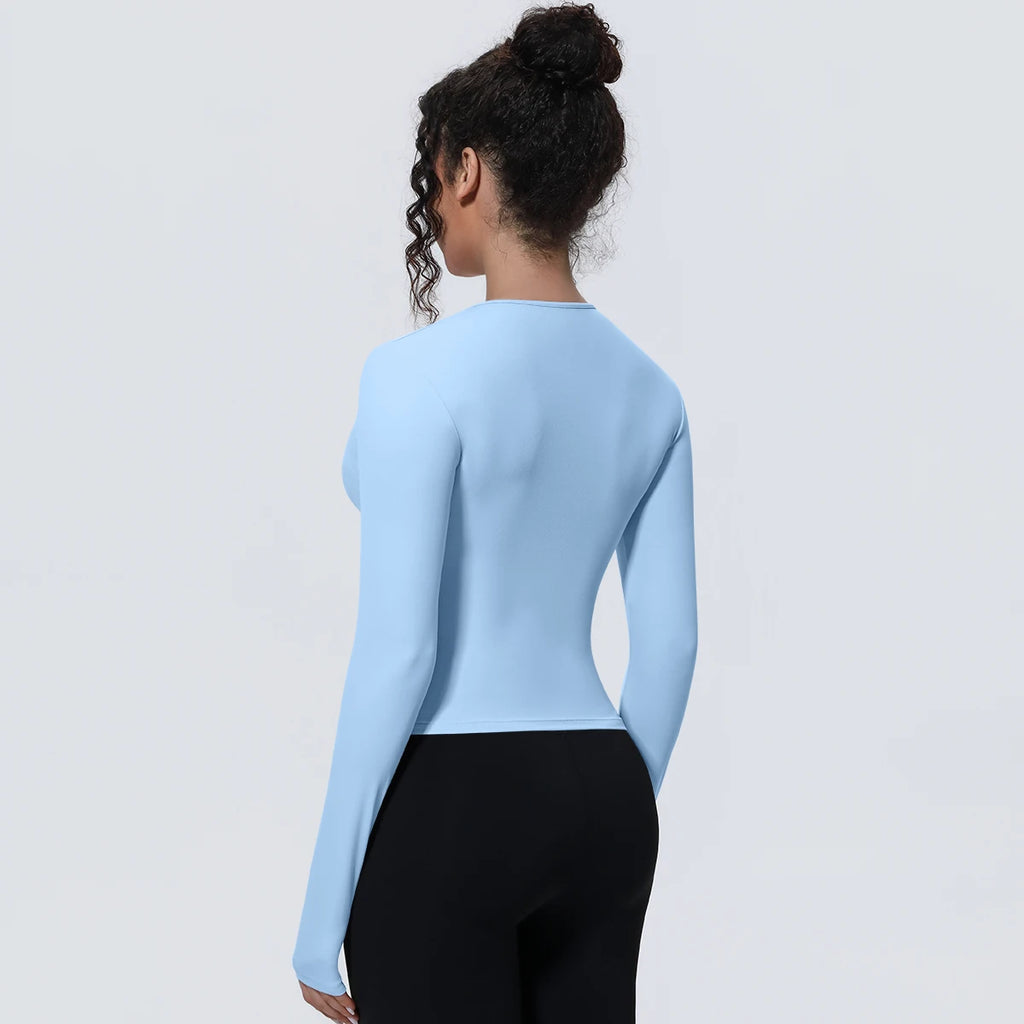 Woman's Yoga Long Sleeved Gym Sports Running Top Slim Breathable Soild