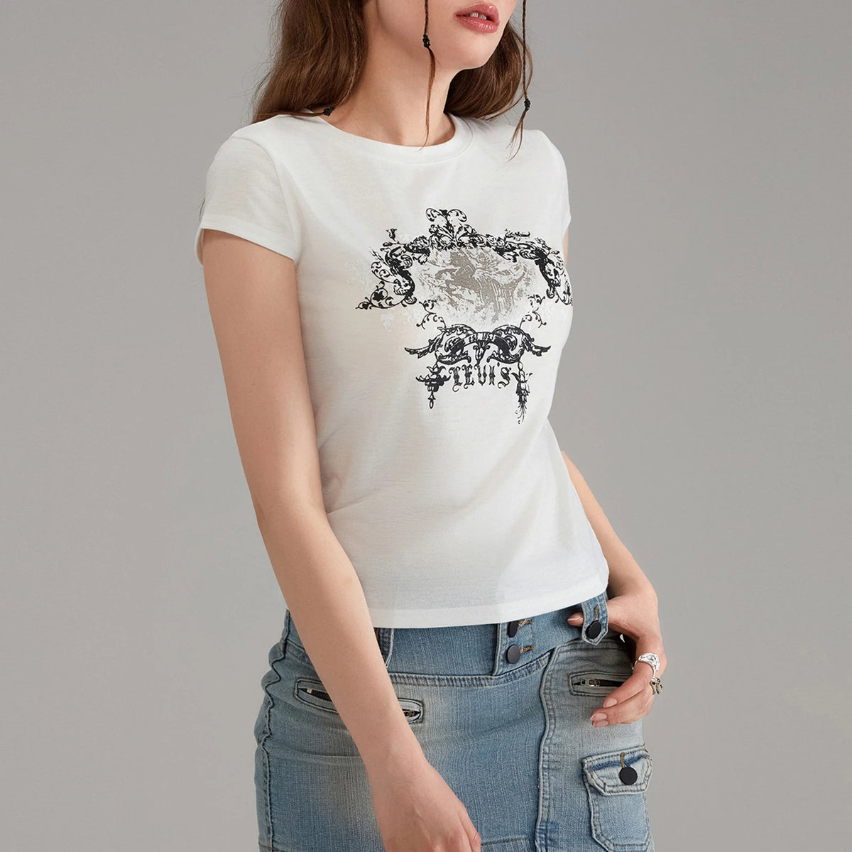 Women’s Basics Rero Casual Short Sleeve T-shirt Vintage Printing Round