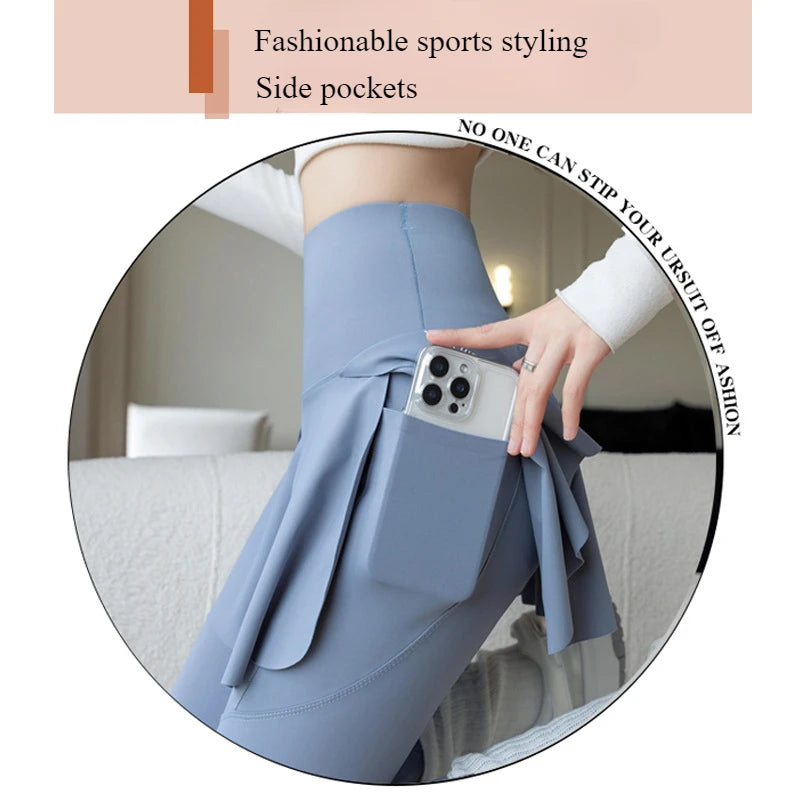 Two Pieces Leggings High Waist with Pocket Yoga Pants