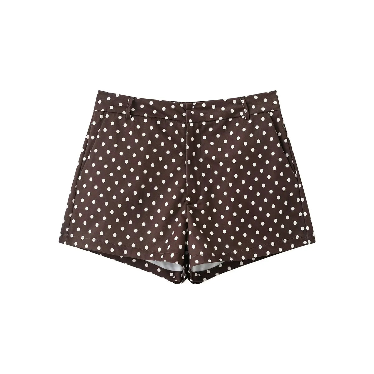 Polka Dot Print Short Long Sleeves Turtleneck Zipper With Pockets Drawstring