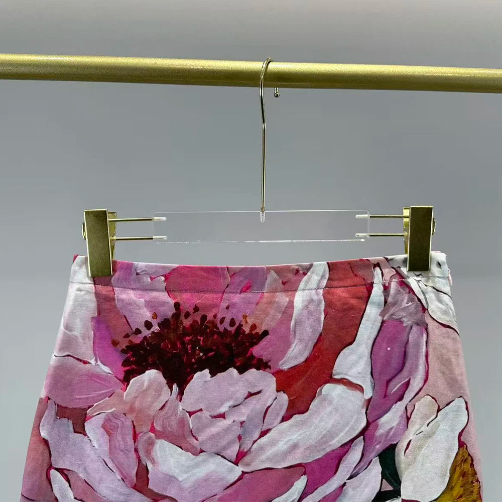 Women's Oil Painting Floral Print Mini Skirt High Waist A-Line Short