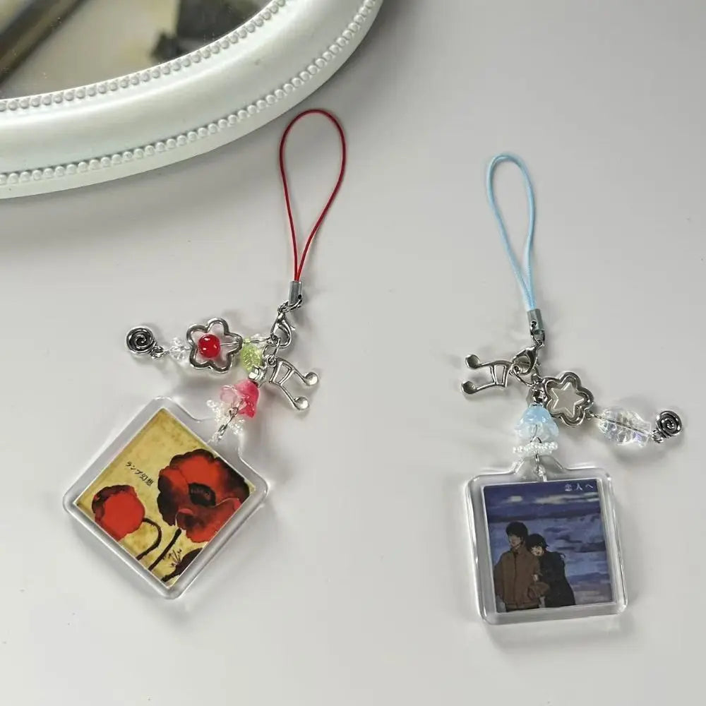 Acrylic Frame Album Beaded Keychain 2000s Style Y2k Lanyard Phone