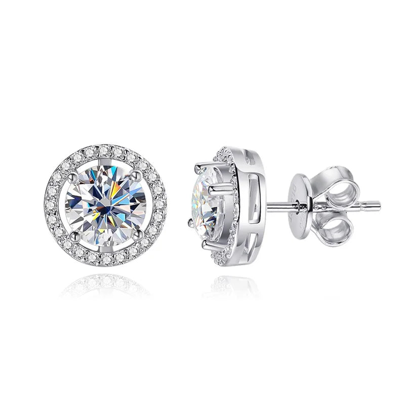 OEVAS 100% 925 Sterling Silver 0.5-2 Carat Moissanite Earrings