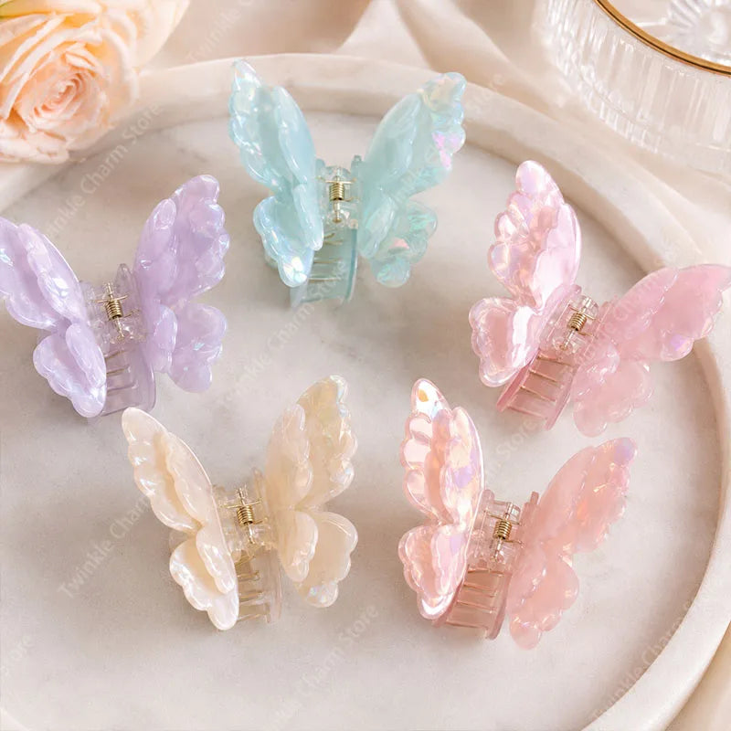 Fashion Sweet Colorful Butterfly Hair Claw Acetate Butterfly Crab Hair
