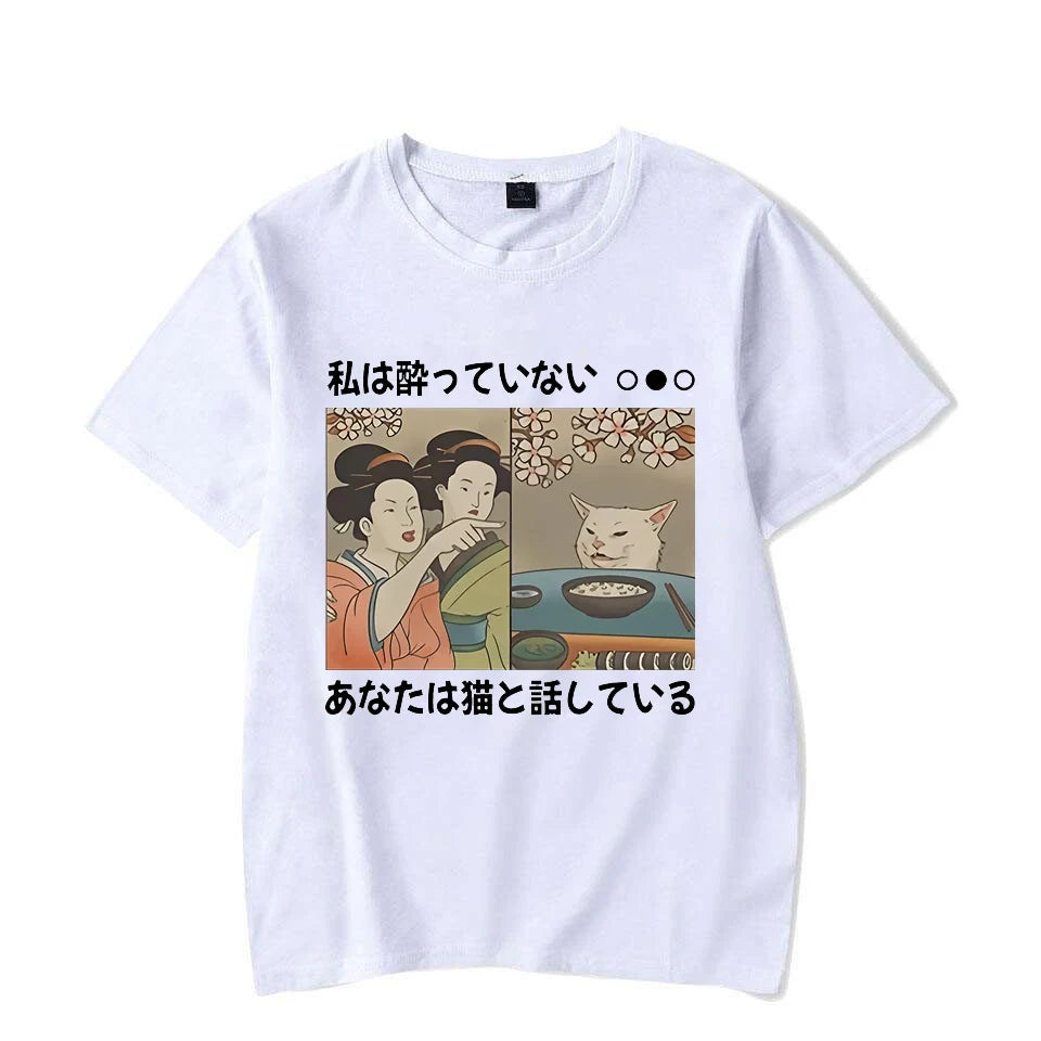 Cartoon Cat T-shirt T-shirt Harajuku Y2K