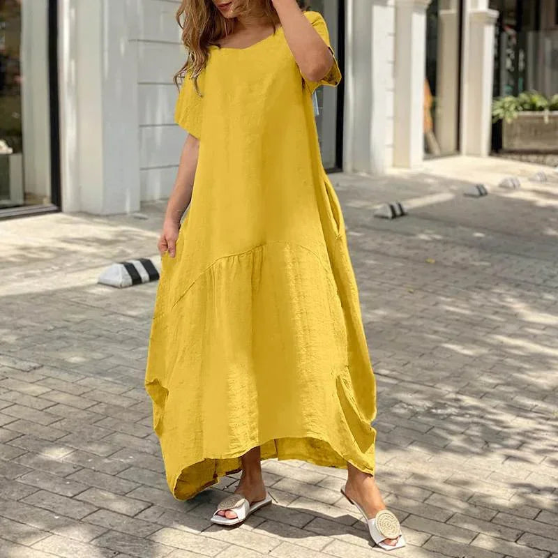Casual Dresses Side Double Pockets Gown