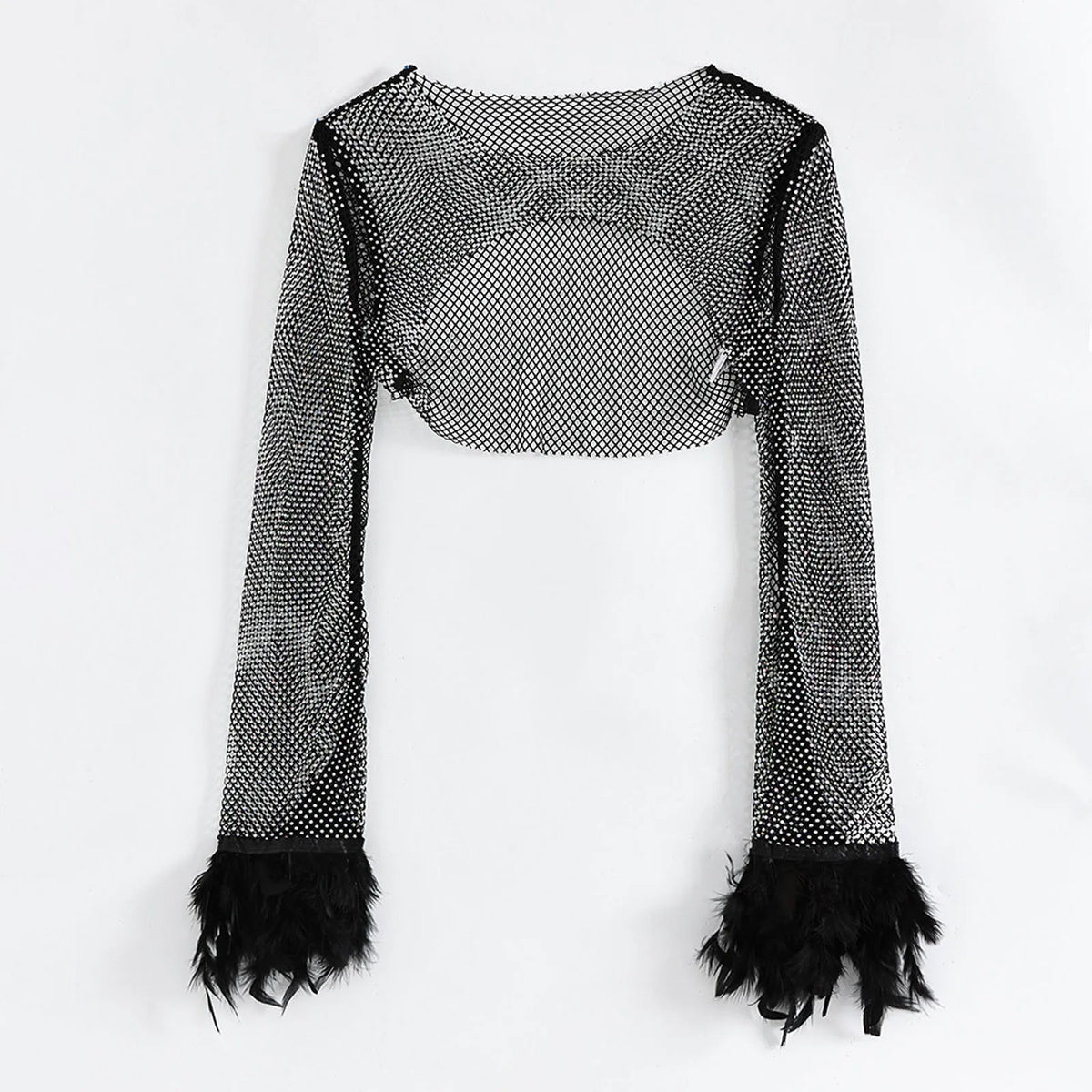 Sweet Diamond Fishing Net Crop Top Hollow Summer Beach Cover Up