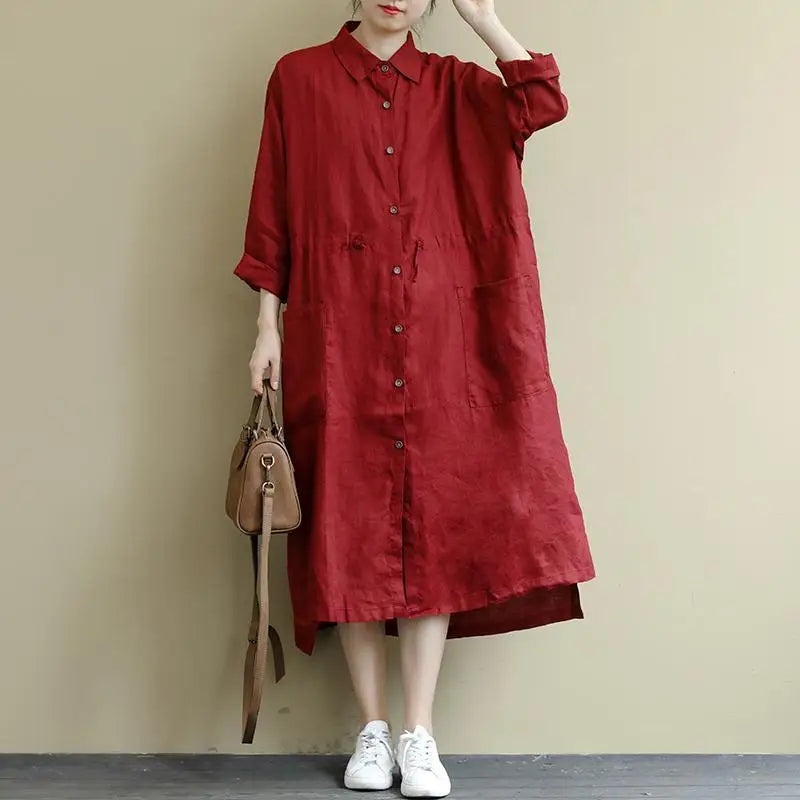 Large Skirt Cotton and Linen Long Dresses